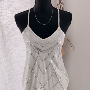 EXPRESS WHITE SEQUINS TANK